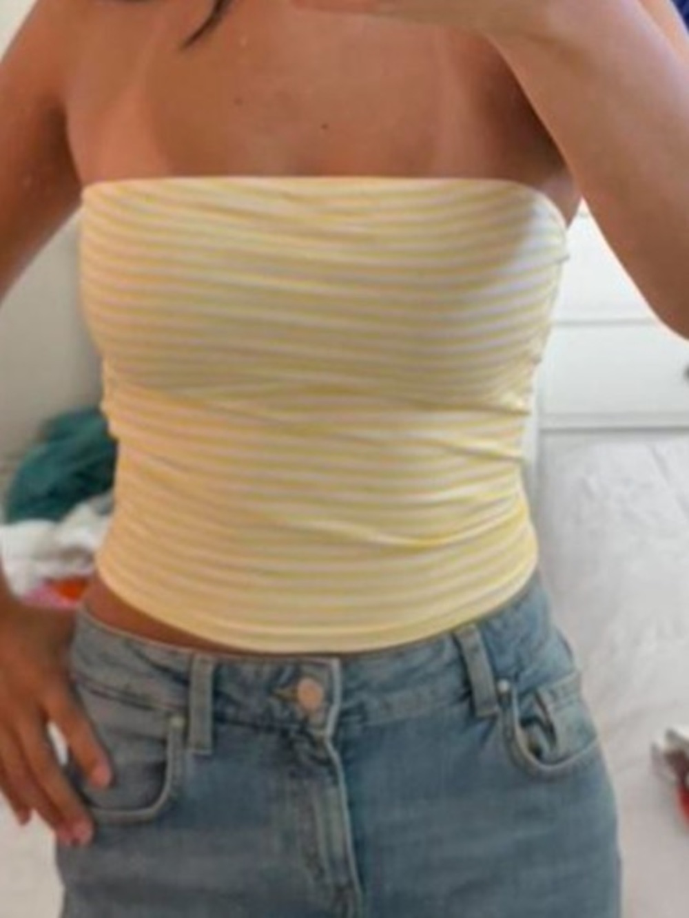 Reversible Yellow Striped Tube Top